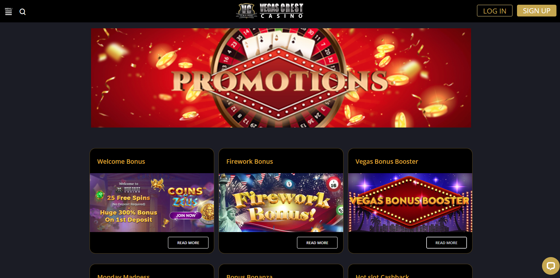 Vegas Crest Casino Bonuses and Promotions